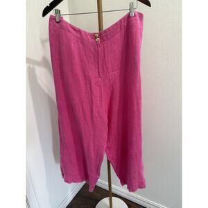 VTG Harve Benard Pink Linen Pants Size 20 W Cropped White Stitches Pants New